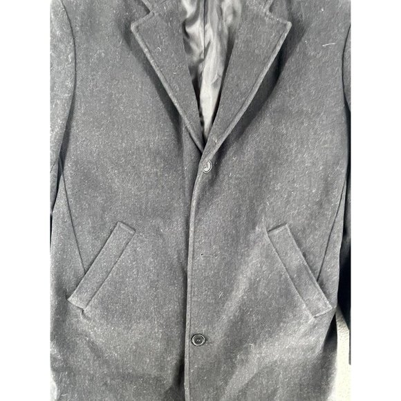 Murano Collezione Short Trench Over Coat Mens Medium Wool Single Breast Black - Picture 3 of 12